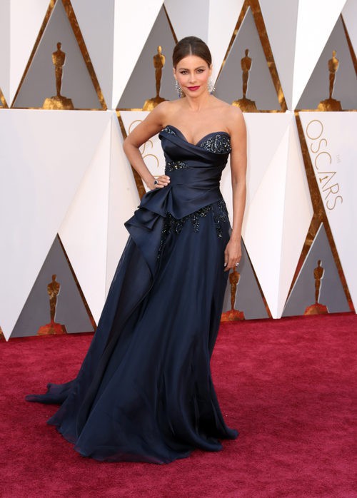 Sofía Vergara con un vestido de Marchesa en la alfombra roja de los Premios Oscar 2016