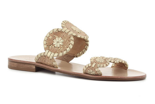 Sandalia de corcho con cuero dorado de dos lazos de Jack Rogers