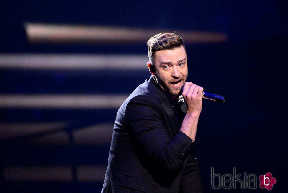 Justin Timberlake durante su actuación en el Dress Rehearsal del Festival de Eurovisión 2016