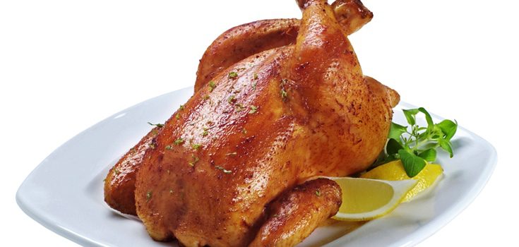 Pollo entero asado con miel y mostaza