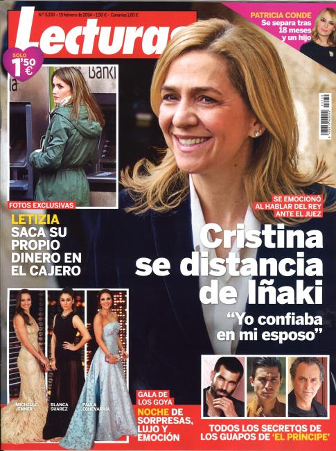 Lecturas publica el distanciamiento de la Infanta Cristina e Iñaki Urdangarín