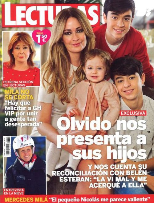 Olvido Hormigos presenta a sus tres hijos en Lecturas