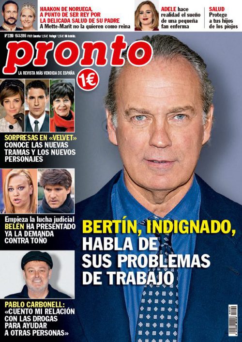 Bertín Osborne, indignado, en la portada de Pronto