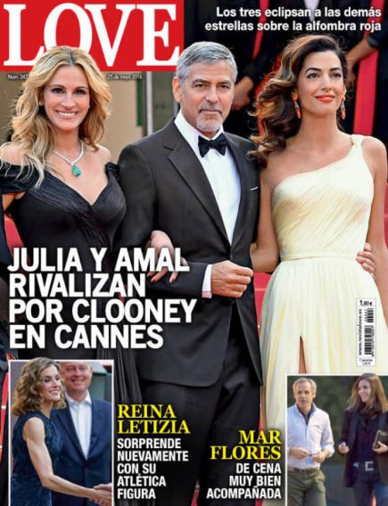 Julia Roberts, George Clooney y Amal Alamuddin en portada de Love
