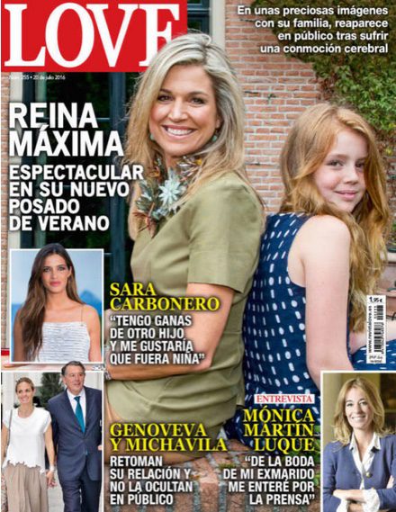 La Reina Máxima de Holanda y una de sus hijas en la portada de la revista Love