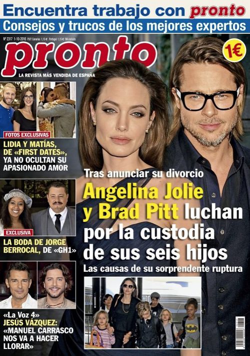 Angelina Jolie y Brad Pitt en la portada de Pronto