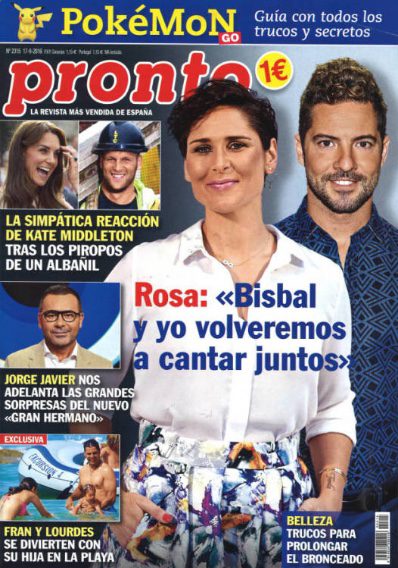 Rosa López y David Bisbal ocupan la portada de Pronto
