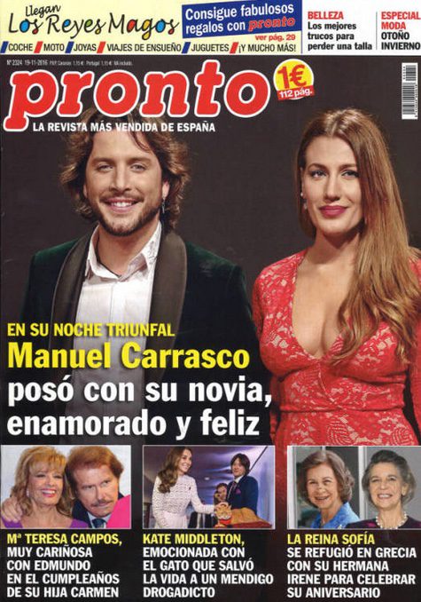Manuel Carrasco posa feliz con su novia en Pronto