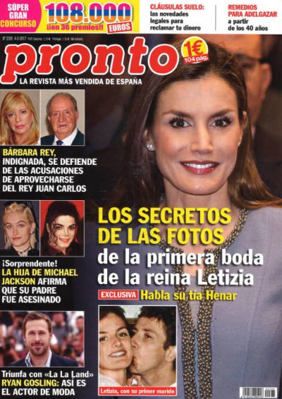 En la portada de la revista Pronto los secretos de la primera boda de Reina Letizia