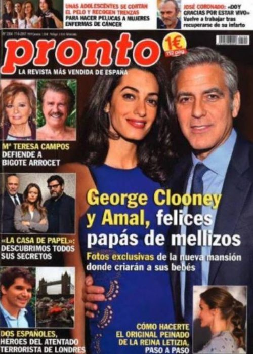 George Clooney y Amal, felices padres de mellizos en la portada de Pronto
