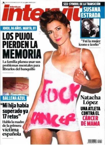 Natalia López enseña su mastectomía en la portada de Interviú