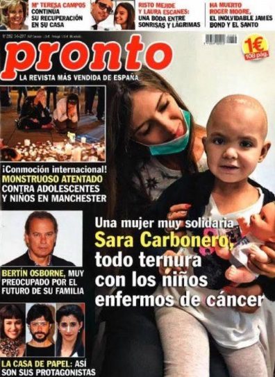 Sara Carbonero todo ternura con los niños enfermos de cáncer en la portada de Pronto