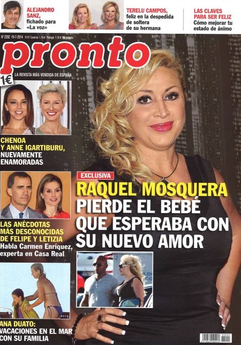 Pronto cuenta que Raquel Mosquera ha perdido el bebé que esperaba