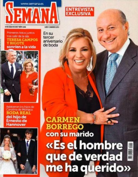 Carmen Borrego celebra su tercer aniversario de boda en Semana