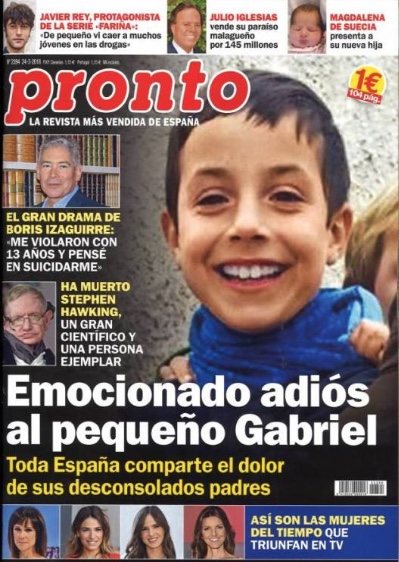 El último adiós a Gabriel en la portada de Pronto