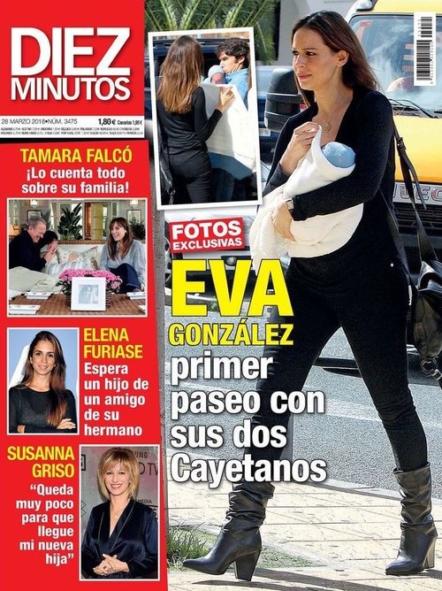 El primer paseo de Eva González y Cayetano Rivera con el pequeño Cayetano en la portada de Diez Minutos