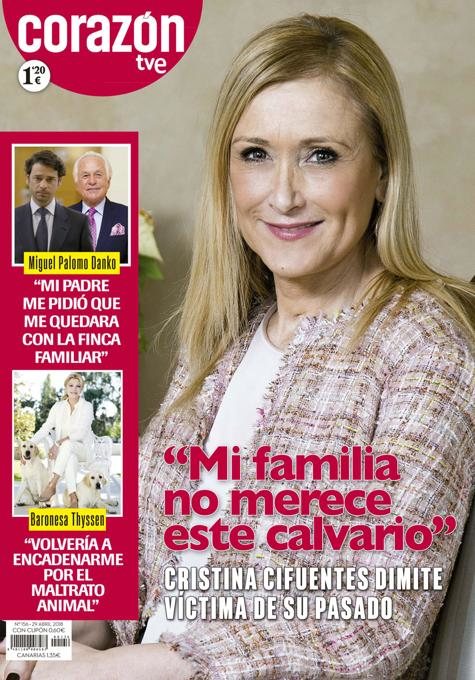 Revista Corazón dedica su portada a Cristina Cifuentes tras su dimisión