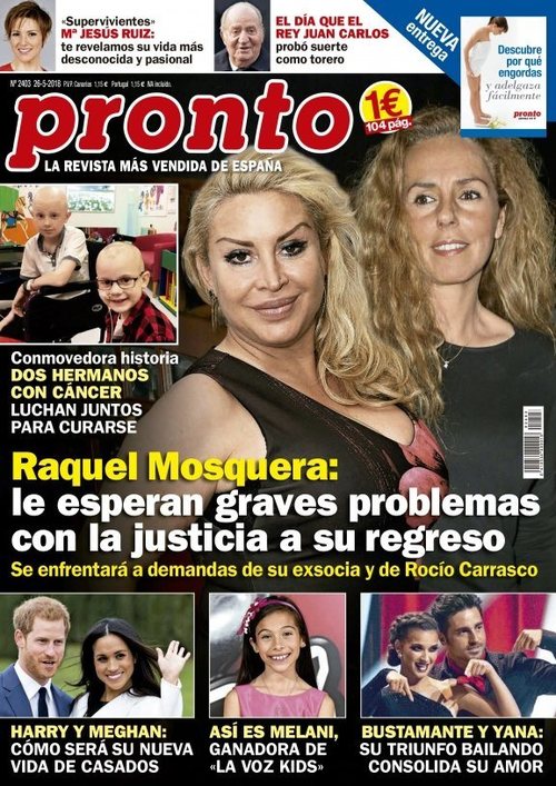 Revista Pronto dedica su portada a los problemas judiciales que le espera a Raquel Mosquera