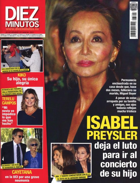 Isabel Preysler deja el luto para ir al concierto de su hijo en Diez Minutos