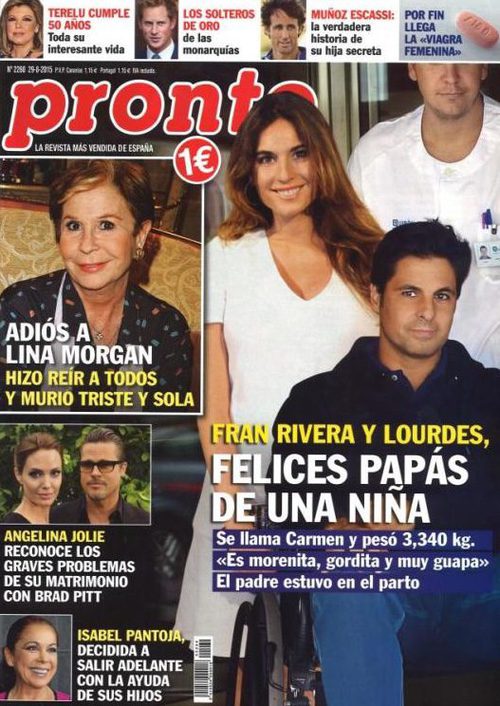 Fran Rivera y Lourdes, felices papás de una niña en Pronto