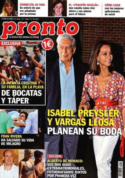 Pronto asegura que Isabel Preysler y Mario Vargas Llosa preparan su boda