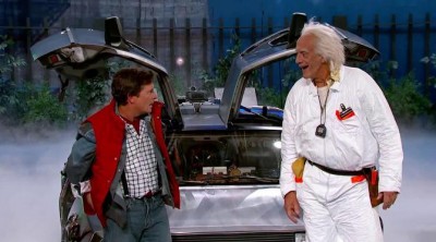 'Regreso al futuro': Jimmy Kimmel recibe la visita de Marty McFly y Doc Brown